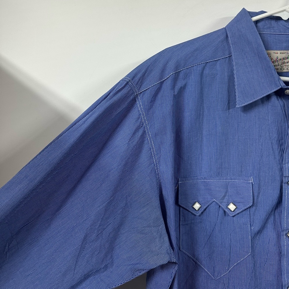 Vintage Rockmount Ranch Wear Shirt Mens XL Blue Western Diamond Snap Long Sleeve - Picture 4 of 7